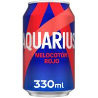 Bebida isotónica sabor melocotón rojo AQUARIUS, lata 33 cl