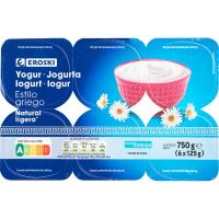 Yogur griego natural light 2% EROSKI, pack 6x125 g
