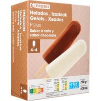 Polos de nata y chocolate EROSKI, pack 8x35 g