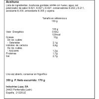 Aceituna gordal sin hueso picante LUPY, frasco 170 g