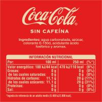 Refresco de cola sin cafeína COCA COLA, botella 2 litros