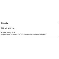 Brandy 10 años TORRES, botella 70 cl