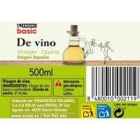 Vinagre blanco EROSKI basic, botella 50 cl