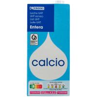 Leche entera calcio EROSKI, brik 1 litro