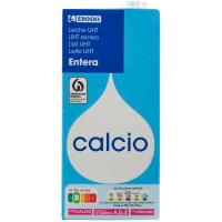 Leche entera calcio EROSKI, brik 1 litro