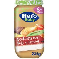 Potito de pollo-ternera-verduras HERO, tarro 235 g 
