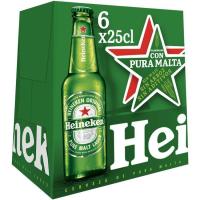 Cerveza holandesa HEINEKEN, pack botellín 6x25 cl