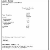 Alubia blanca larga extra LUENGO, paquete 1 kg