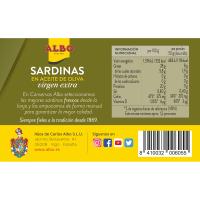 Sardina en aceite de oliva virgen extra ALBO, lata 120 g