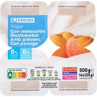 Yogur desnatado con melocotón EROSKI, pack 4x125 g