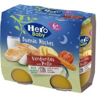 Potito de pollo-verduras HERO Buenas Noches, pack 2x190 g