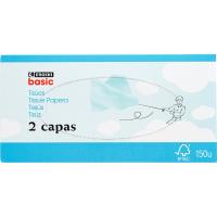 Pañuelo facial 2 capas EROSKI basic, caja 150 uds