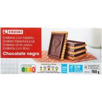 Galleta con chocolate negro EROSKI, caja 150 g