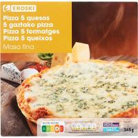 Pizza 4 quesos EROSKI, caja 345 g