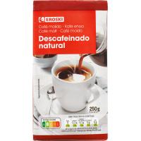 Café molido natural descafeinado EROSKI, paquete 250 g