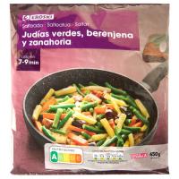 Salteado de judía-berenjena-zanahoria EROSKI, bolsa 450 g