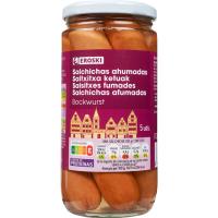 Salchichas Bockwurst EROSKI, 5 ud, frasco 250 g