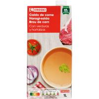 Caldo de carne EROSKI, brik 1 litro