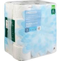 Papel higiénico suave doble rollo EROSKI, paquete 24 rollos