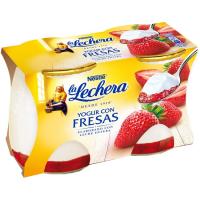 Yogur con fresas enriquecido NESTLÉ La Lechera, pack 2x125 g