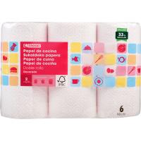 Papel cocina compacto doble rollo decorado EROSKI, 6=12 rollos