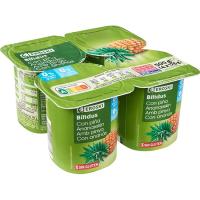 Bífidus 0% con piña EROSKI, pack 4x125 g