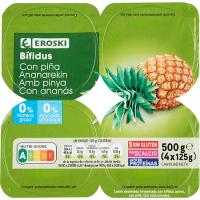 Bífidus 0% con piña EROSKI, pack 4x125 g