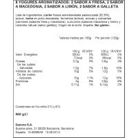 DANONE yogur sabores 2 fresa+2 macedonia+2 limon+2 galleta pack 8 u.