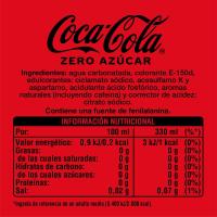 Refresco de cola Zero COCA COLA, pack 12x33 cl