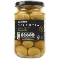 Aceitunas manzanilla EROSKI SELEQTIA, frasco 200 g